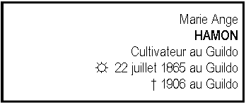 Zone de Texte: Marie AngeHAMONCultivateur au Guildo☼  22 juillet 1865 au Guildo 1906 au Guildo