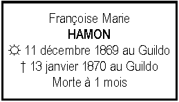 Zone de Texte: Franoise MarieHAMON☼ 11 dcembre 1869 au Guildo 13 janvier 1870 au GuildoMorte  1 mois