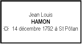 Zone de Texte: Jean LouisHAMON☼  14 dcembre 1792  St Ptan