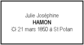 Zone de Texte: Julie JosphineHAMON☼ 21 mars 1850  St Potan