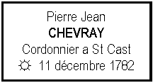 Zone de Texte: Pierre Jean CHEVRAYCordonnier a St Cast☼  11 dcembre 1782