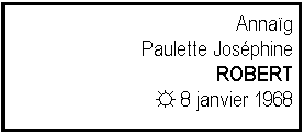 Zone de Texte: Annag Paulette JosphineROBERT☼ 8 janvier 1968