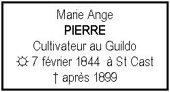 Zone de Texte: Marie AngePIERRECultivateur au Guildo☼ 7 fvrier 1844   St Cast aprs 1899