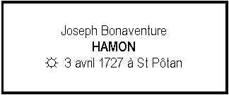 Zone de Texte: Joseph BonaventureHAMON☼  3 avril 1727  St Ptan