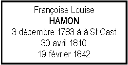 Zone de Texte: Franoise LouiseHAMON3 dcembre 1783   St Cast30 avril 181019 fvrier 1842