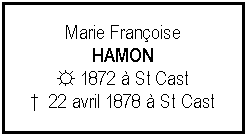Zone de Texte: Marie Franoise HAMON☼ 1872  St Cast  22 avril 1878  St Cast