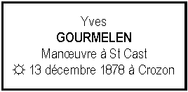 Zone de Texte: Yves GOURMELENManuvre  St Cast☼ 13 dcembre 1878  Crozon