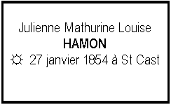 Zone de Texte: Julienne Mathurine LouiseHAMON☼  27 janvier 1854  St Cast