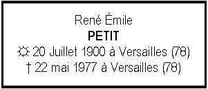 Zone de Texte: Ren milePETIT☼ 20 Juillet 1900  Versailles (78) 22 mai 1977  Versailles (78)