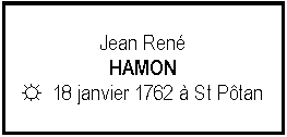 Zone de Texte: Jean RenHAMON☼  18 janvier 1762  St Ptan