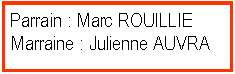 Zone de Texte: Parrain : Marc ROUILLIEMarraine : Julienne AUVRA